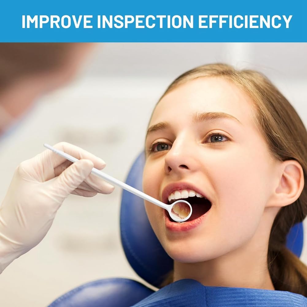 Specchio Dentale USA e Getta da 300 Pezzi Specchietto per Bocca Antiappannamento Specchio Dentale Confezionato Singolarmente per Denti Orali, Bianca