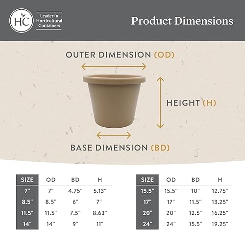Miniatura 5 de The HC Companies - Maceta redonda clásica de 11.5 pulgadas, maceta de plástico para flores, hierbas y plantas de interiores y exteriores, color