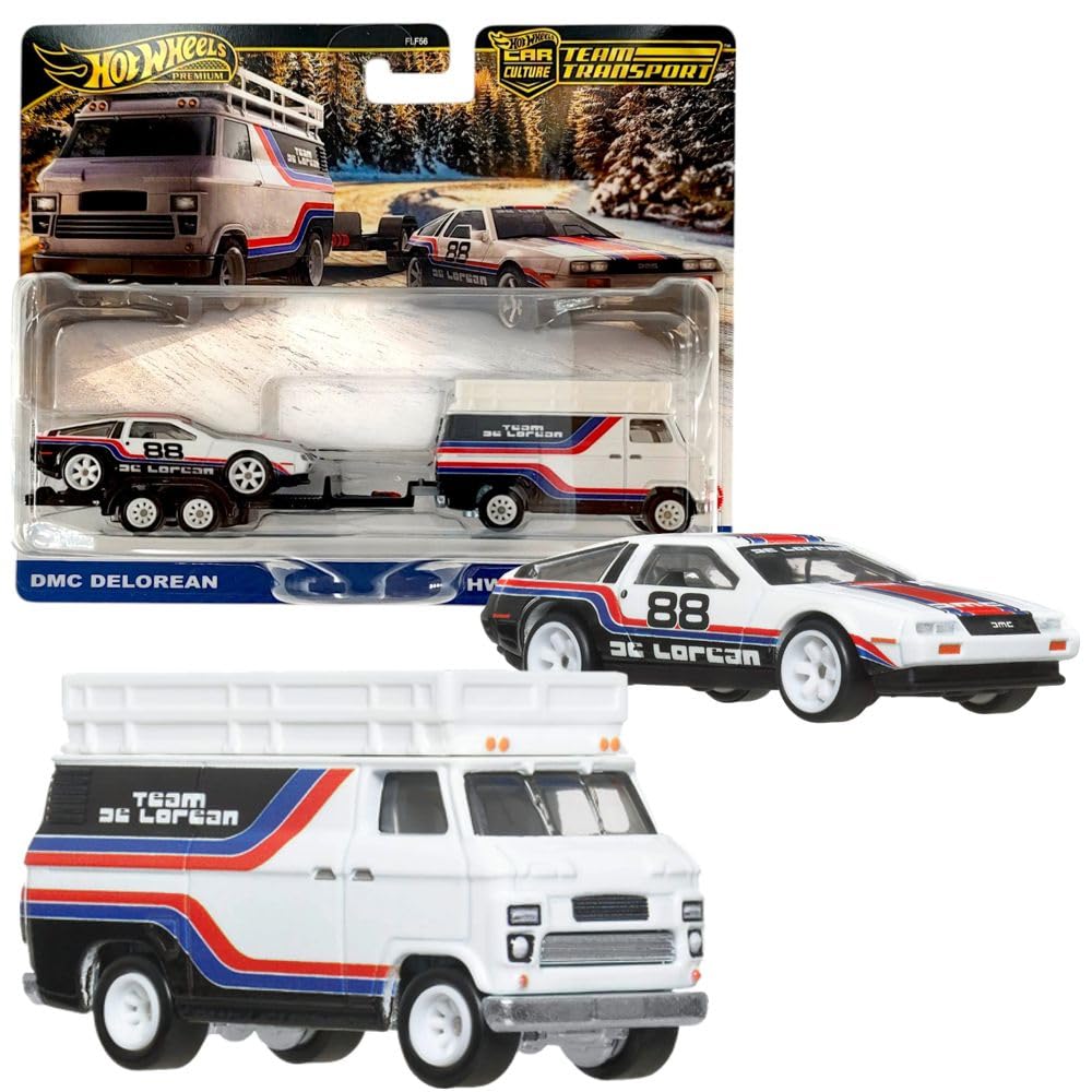 Hot Wheels Team Transport 1:64 DMC Delorean and HW Rally Hauler Hot Wheels Team Transport 1:64 DMC Delorean and HW Rally Hauler