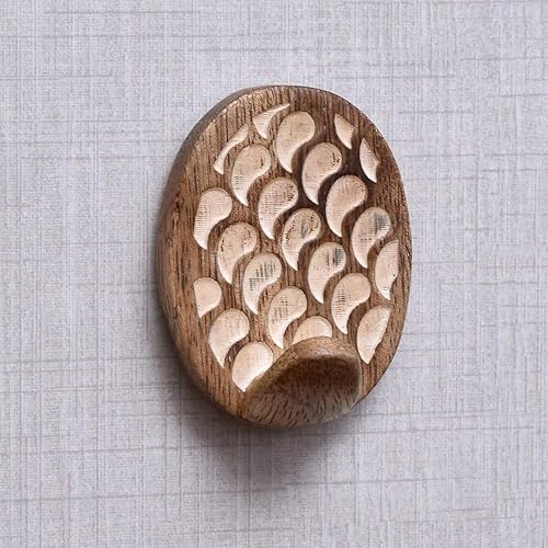 Miniatura 56 de Indian Shelf 3 ganchos, 6 tiras de ganchos de pared adhesivos de madera, ganchos decorativos de pared para colgar, gancho adhesivo bohemio