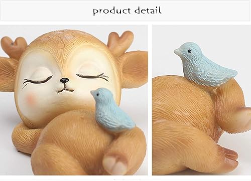 Miniatura 6 de Paquete de 6 figuras de ciervo para decoración de pastel, decoración de escritorio de ciervos de animales del bosque, lindos adornos de fiesta en