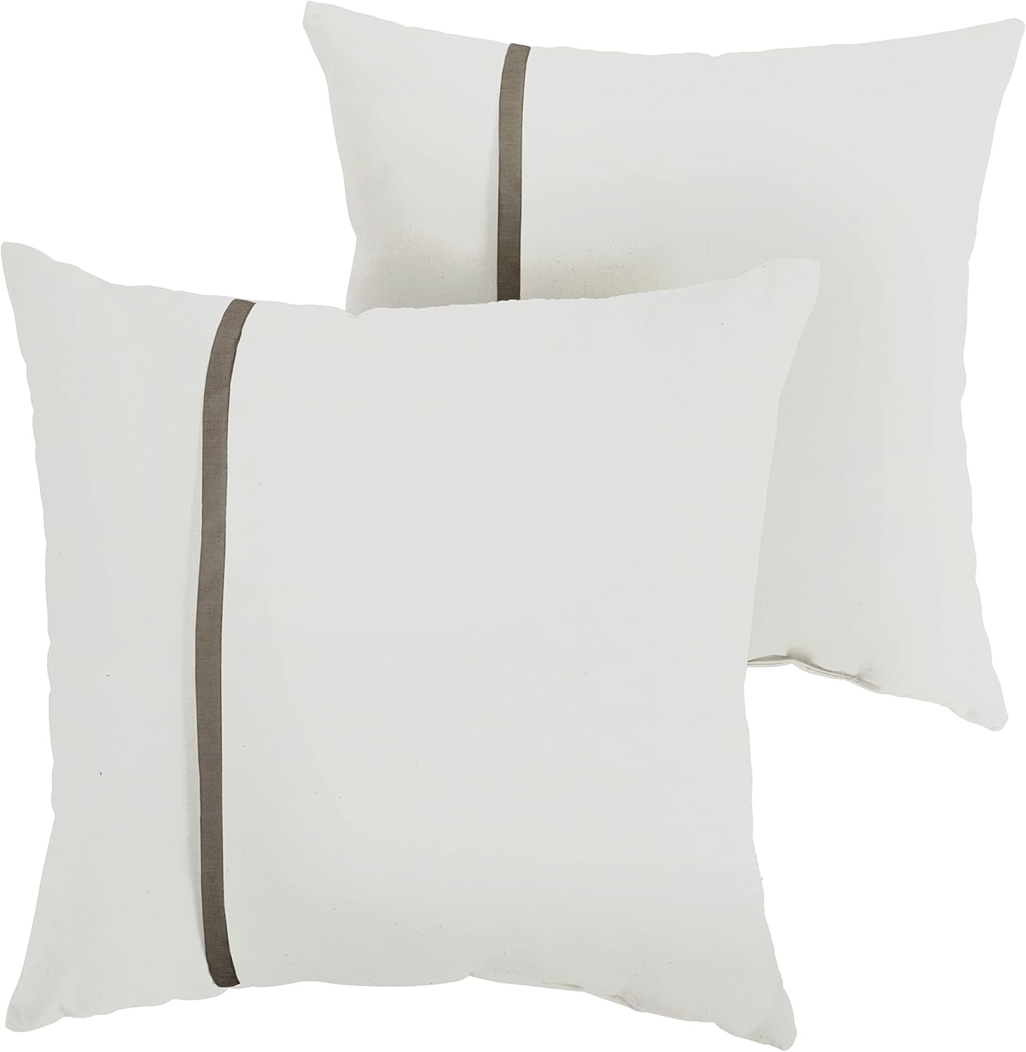 Sorra Home Indoor Outdoor Sunbrella Square Pillows, Set of 2, 20x20, Canvas Natural Ivory & Canvas Taupe