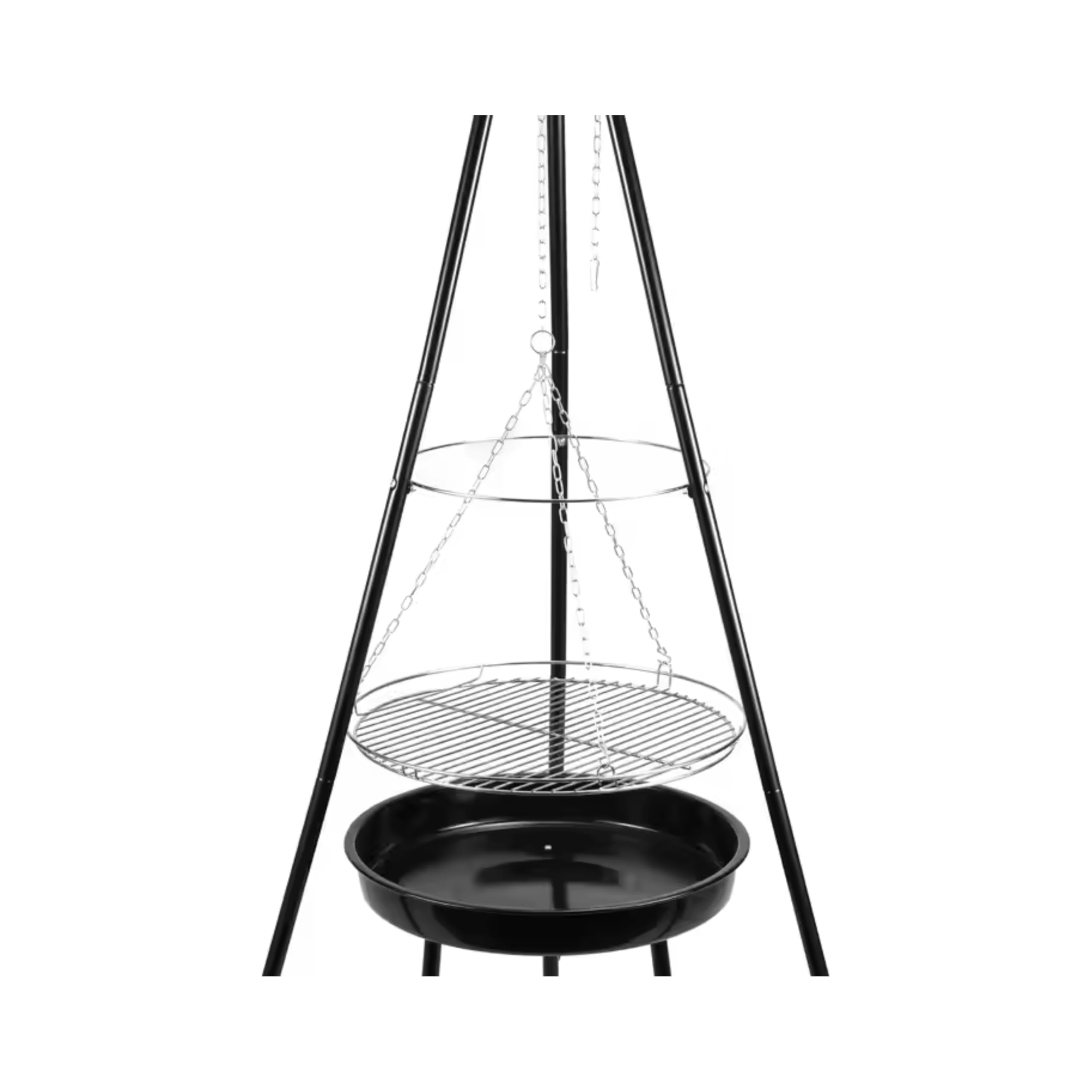 HKG 200 - Schwenkgrill mit Feuerschale, Dreibein, schwarz | Holzkohlegrill, höhenverstellbar, Grillfläche Ø 50 cm, komplett Set, für Camping und Garten