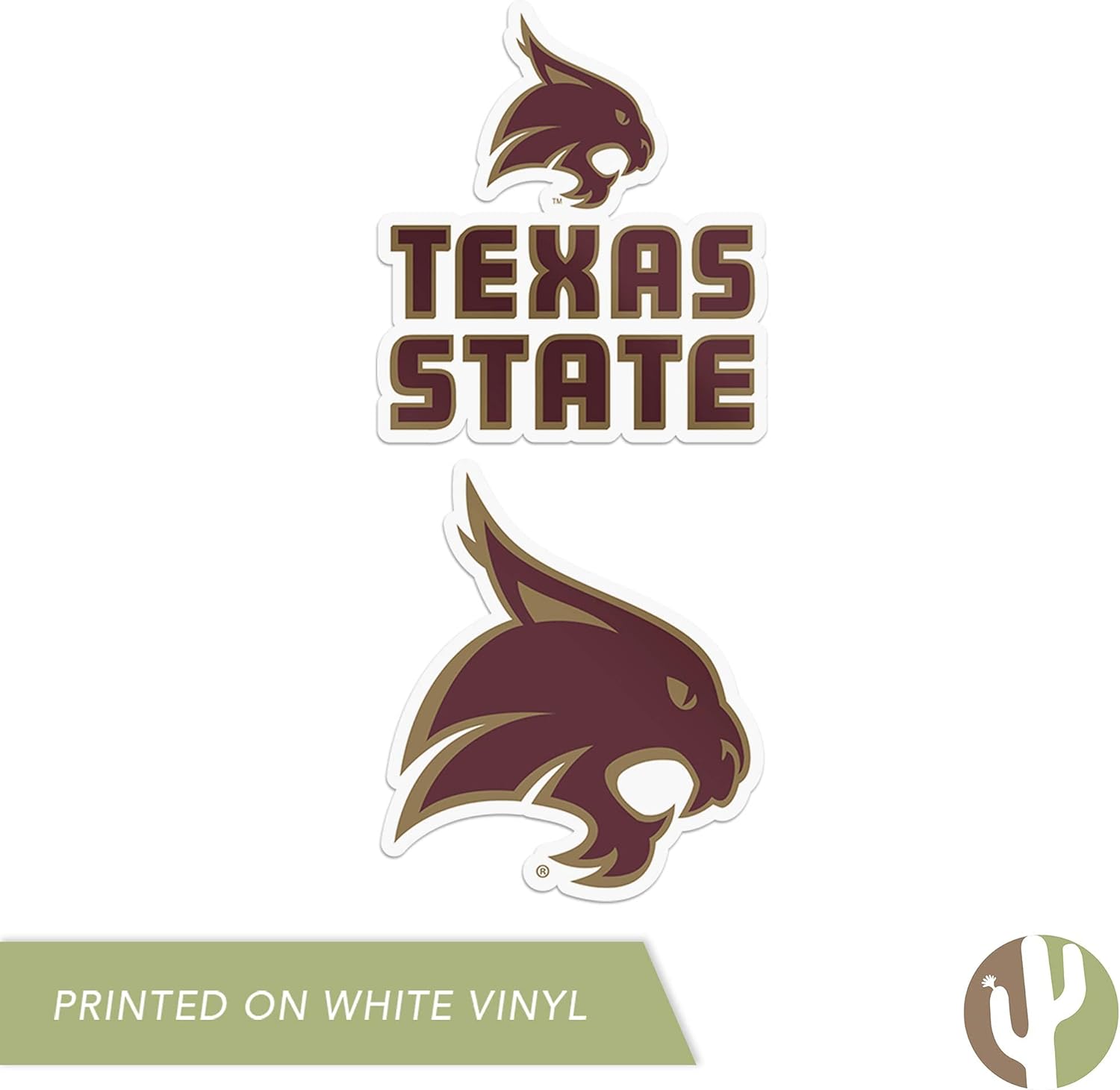 Desert Cactus Texas State University Sticker Texas State Bobcats Vinyl Decal Laptop Water Bottle Car Scrapbook Sheet (4 Inch Set V1) - Image 6