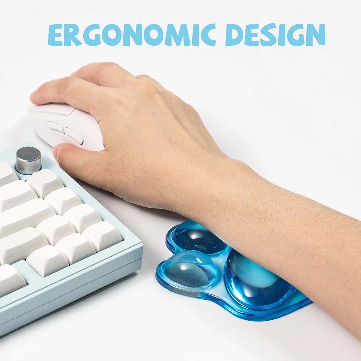 Cat Paw Mouse Wrist Rest, Clear Gel Mouse Wrist Support Pad, Purple Cute Ergonomic Wrist Cushion for Mouse, Soft Transparent Computer Mouse Wrist for Computer Laptop Office Home School(Purple): Cat Paw Sky Blue