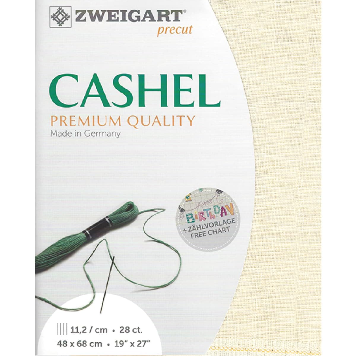 Zweigart Ivory 28 Count Cashel Linen Cream 50X70cm (19.5X27.5 Inches)- Fat Qtr