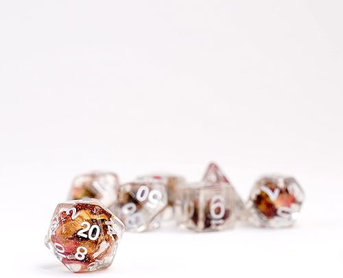 Miniatura 10 de FanRoll - Juego de dados DND de resina de 0.630 in: dados de rosas, dados de juego de rol para Calabozos y Dragones