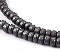 Vista 12 de Craftdady 5 hebras de cuentas de hematita sintética de disco Heishi negro de 0.236 pulgadas (0.236 in), cuentas metálicas planas y redondas
