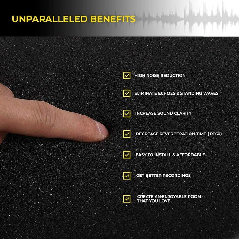 Miniatura 4 de Paquete de 24 paneles acústicos, paneles de espuma insonorizados para paredes de 1 x 12 x 12 pulgadas, cuñas de aislamiento acústico de estudio de
