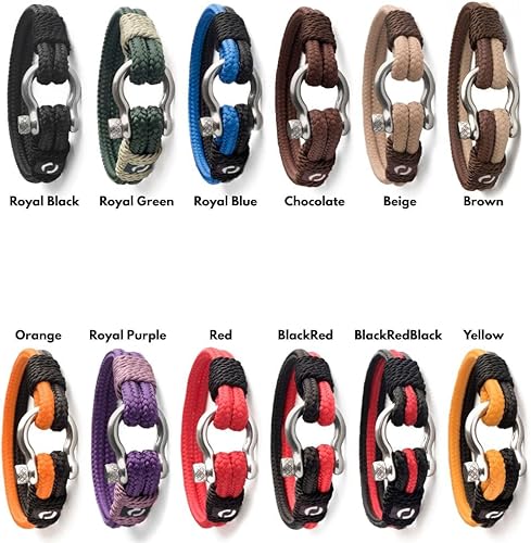 Miniatura 7 de Mens Rope Bracelet - Stainless Steel Silver Shackle, Extremely Durable and Scratch Resistant Waterproof Paracord, Handmade, Nautical Wristband for