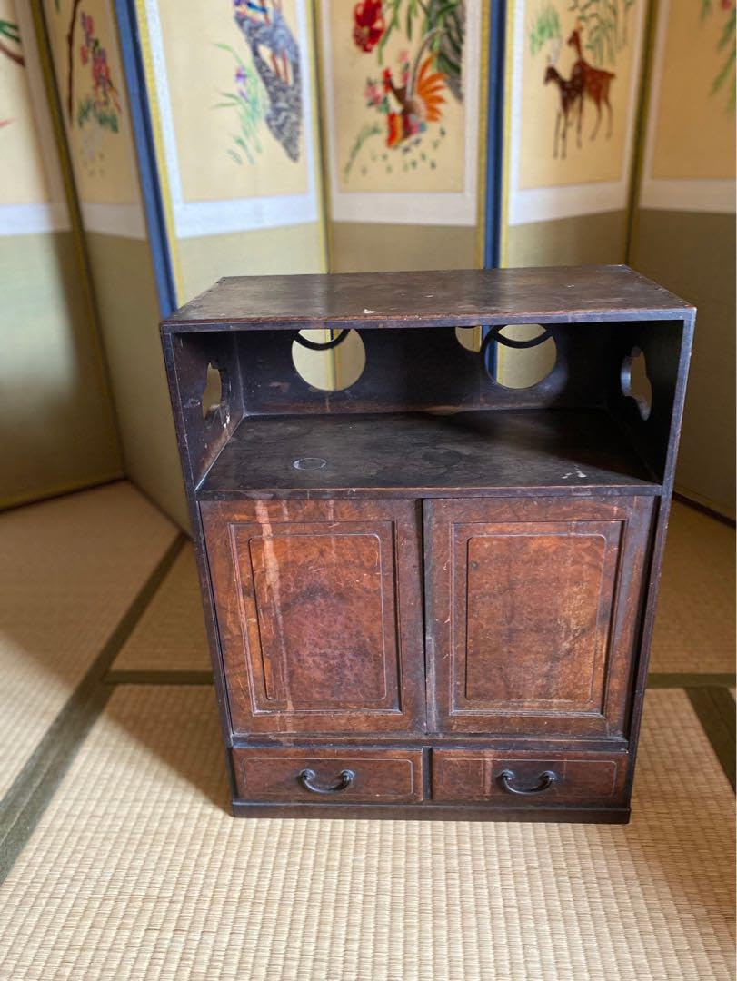 【工芸品】茶箪笥　飾り棚ミニ　花梨　茶道具　水屋箪笥 工芸品】茶箪笥 飾り棚ミニ 花梨 茶道具 水屋箪笥 - メルカリ