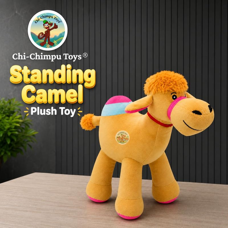 Image of Standing Camel Soft Toy 35 cm Plush Stuffed Animal for Kids and Home Decor