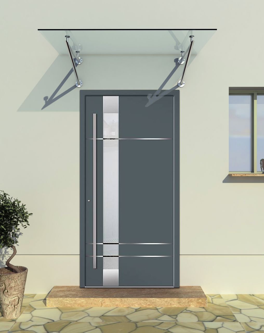 Glaszentrum Hagen - [Typ-CL] Vetro trasparente - Tettoia in vetro - Tettoia - padiglione - Tettoia della porta - Vetro stratificato di sicurezza incl (Typ - V, 120x90cm)