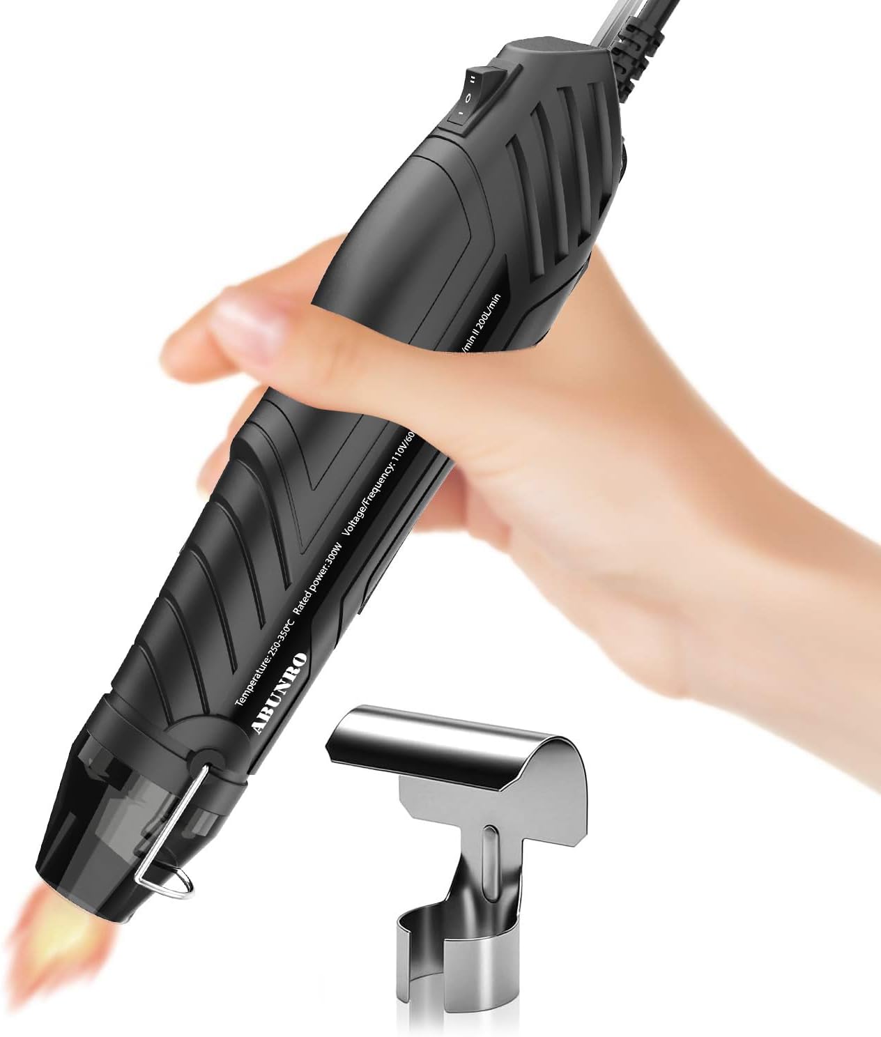 Heat Gun, Uptdae Version 110V 300W Mini Handheld Hot Air Gun with 6.6ft Cable, Portable Heat Gun For Crafting, Embossing, Shrink Wrapping PVC, Drying Paint, Clay, Rubber Stamp