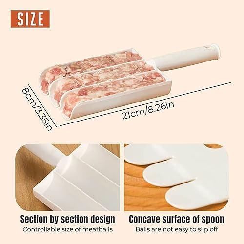 Miniatura 4 de White Creative Kitchen - Máquina de albóndigas triple, pala de bolas de carne con pala de corte, máquina de albóndigas sin palo, bolas de melón,