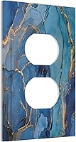 Vista 37 de Placa de pared doble basculante de mármol azul, cubierta decorativa de interruptor de luz de 2 cuadras, moderna acuarela degradada, arte de tinta