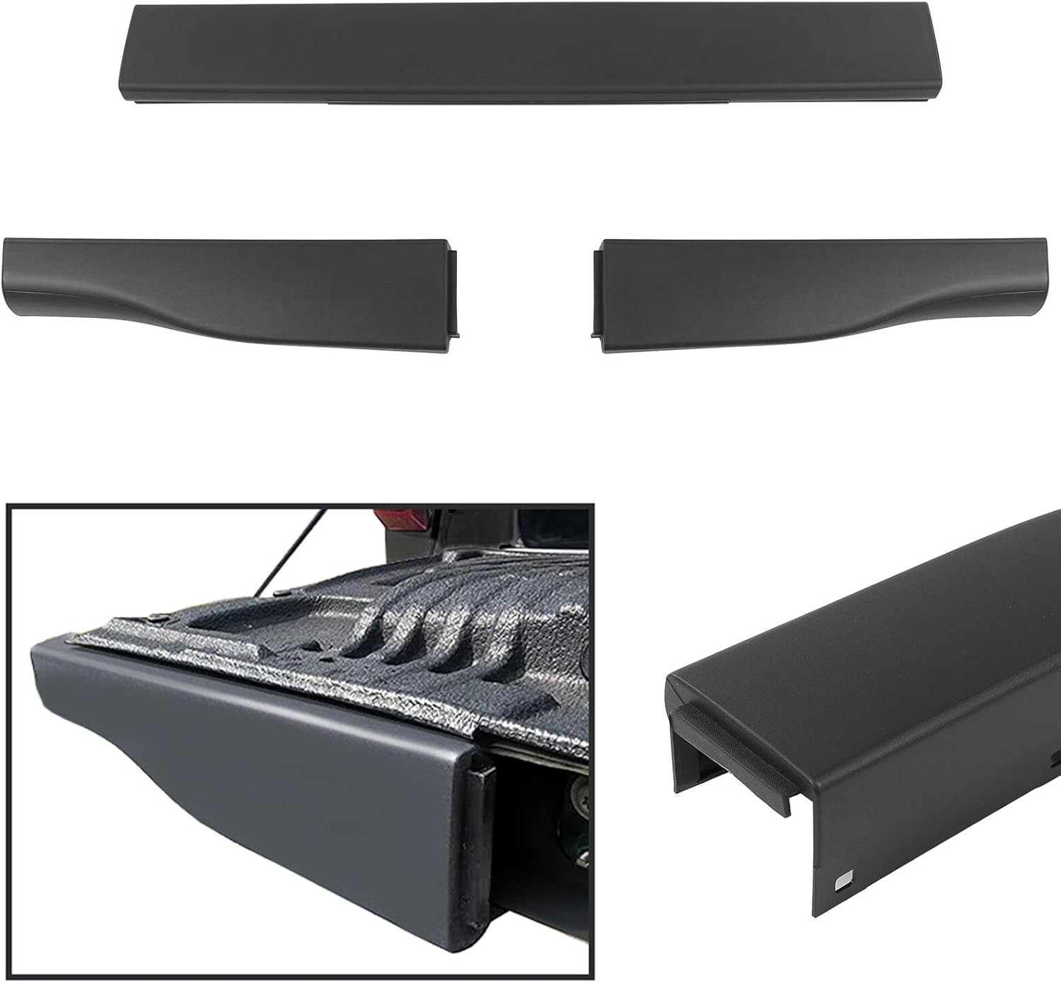 Rear Tailgate Moulding Trim Fits for 2008-2016 for Ford F-250 F-350 F-450 F-550 Super Duty Tailgate With Flex Step&6.75 Foot Bed Flex Step Tailgate Trim Cap+Set End Cap Tailgate Molding Cap