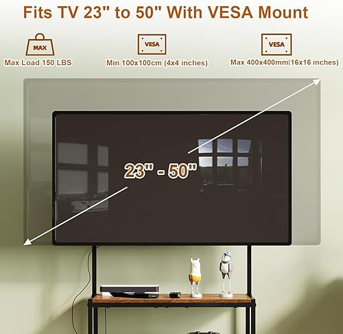 Miniatura 7 de Soporte de TV de esquina pequeño de piso de 23 a 50 pulgadas con estantes de almacenamiento para sala de estar y dormitorio, soportes de televisión