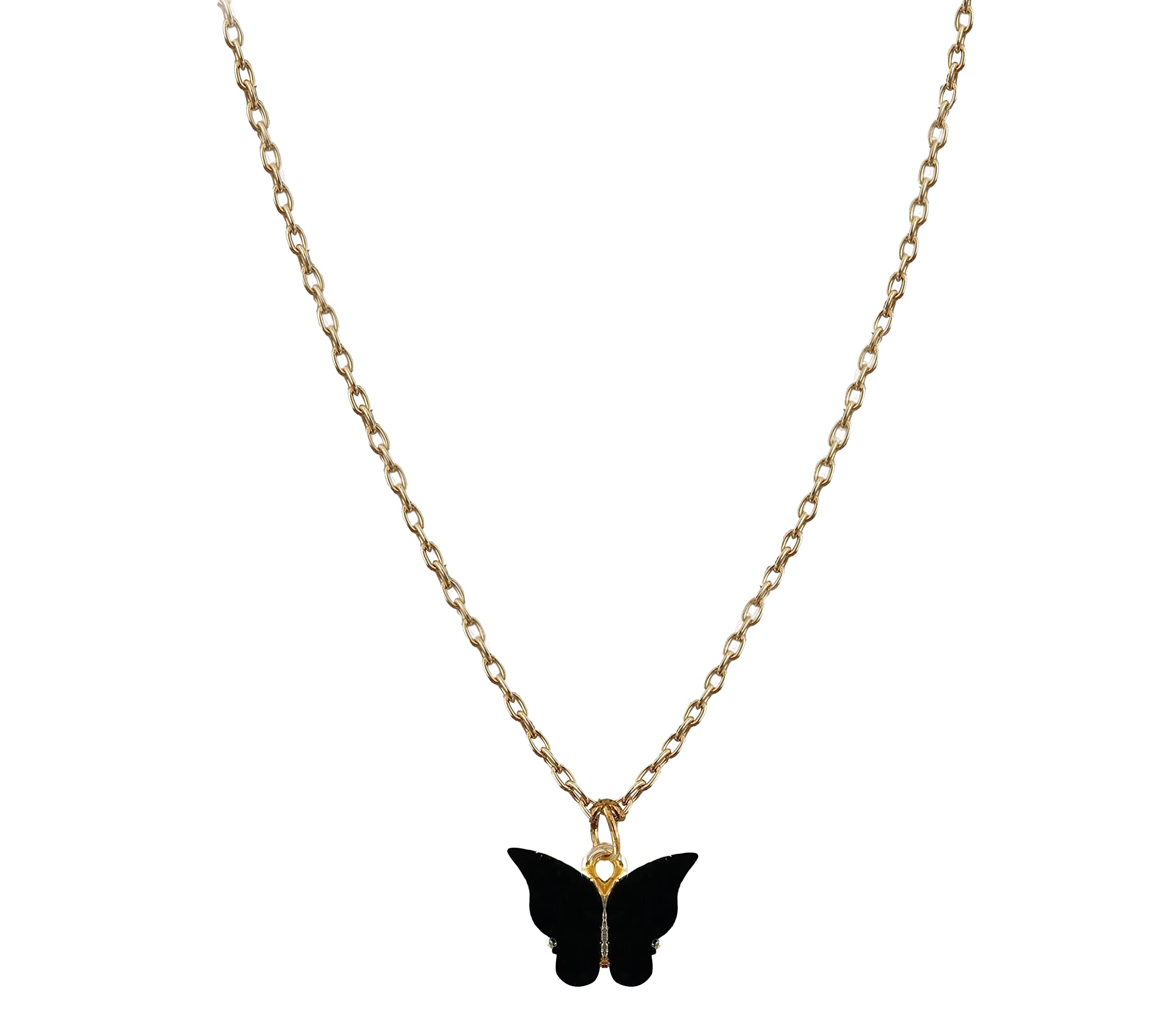 RedChimes Gold Chain Plated Black Butterfly Pendant Necklace for Women and Girls (Style-1) (B09WN4PSYS) Amazon Price History, Amazon Price Tracker