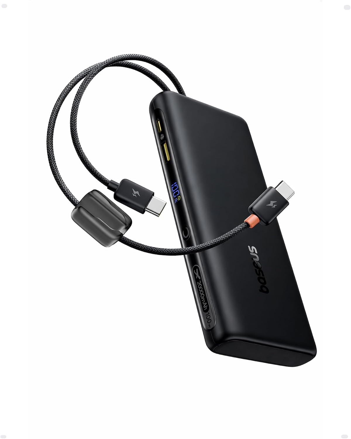 100W Power Bank 20000mAh, Portable Laptop Charger with Built-in USB-C Dual Cables, Travel Essential PD QC Fast Charging for MacBook, iPad, iPhone 17/16, Samsung, Steam Deck, TSA-Approved