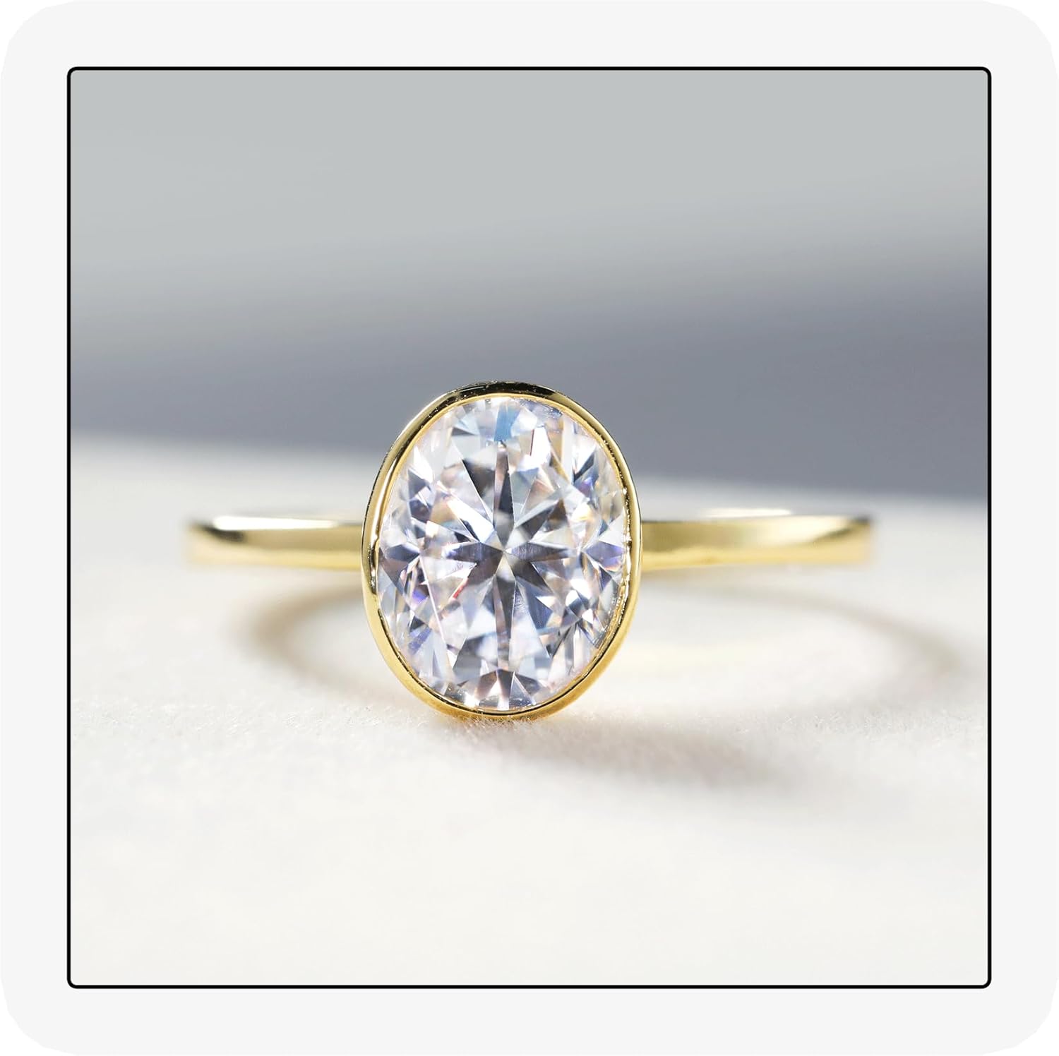 Oval Shape Engagement Rings for Women 1CT/2CT/3CT Cubic Zirconia Solitaire 14k Gold Plated 925 Sterling Silver Promise Ring for Her Anniversary Wedding Band