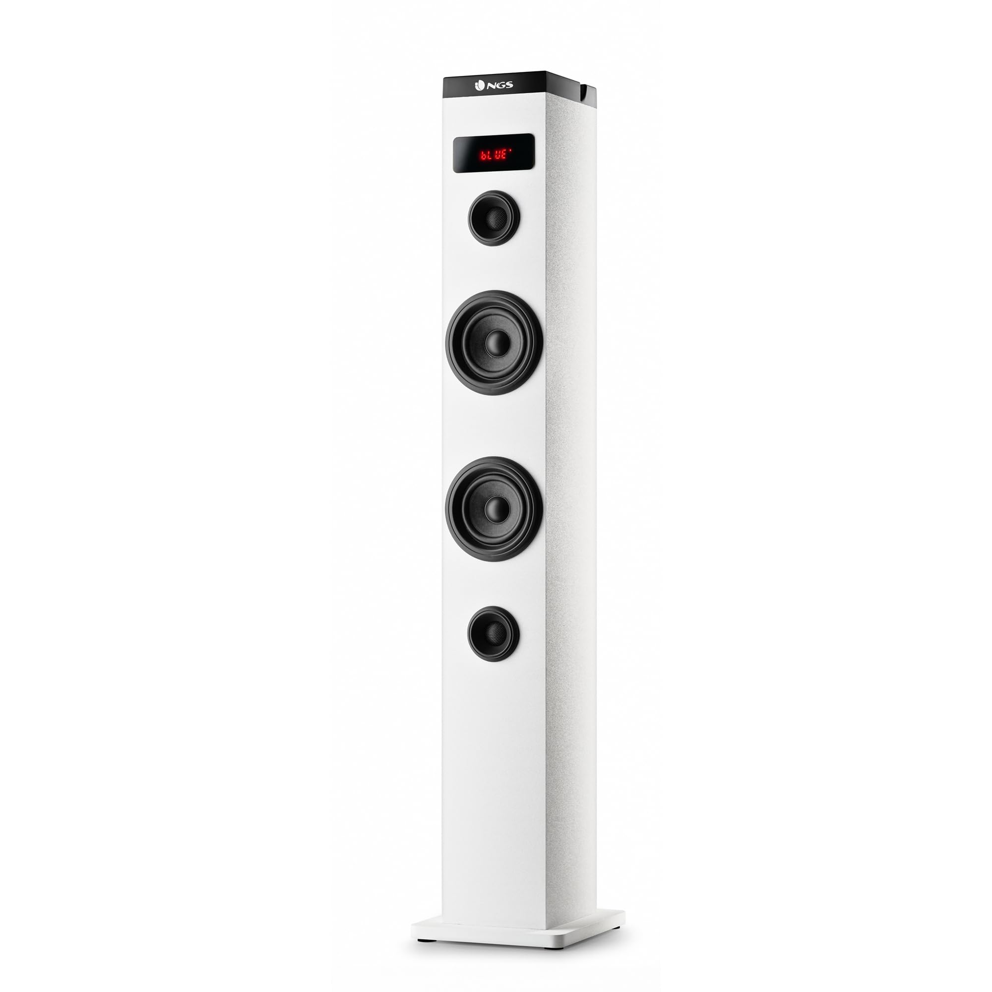NGS SKY CHARM WHITE- Bluetooth Sound Tower 50W with Remote Control, Optical Input, USB, FM Radio and AUX IN (White)