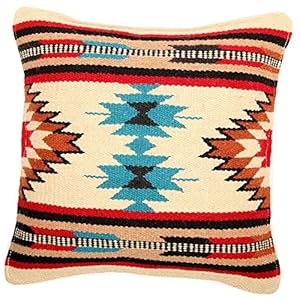 El Paso Designs Throw Pillow Covers, 18 X 18, Hand Woven in Southwest and Native American Styles. Hand Crafted Western Decorative Pillow Cases in Wool. (Yuma)