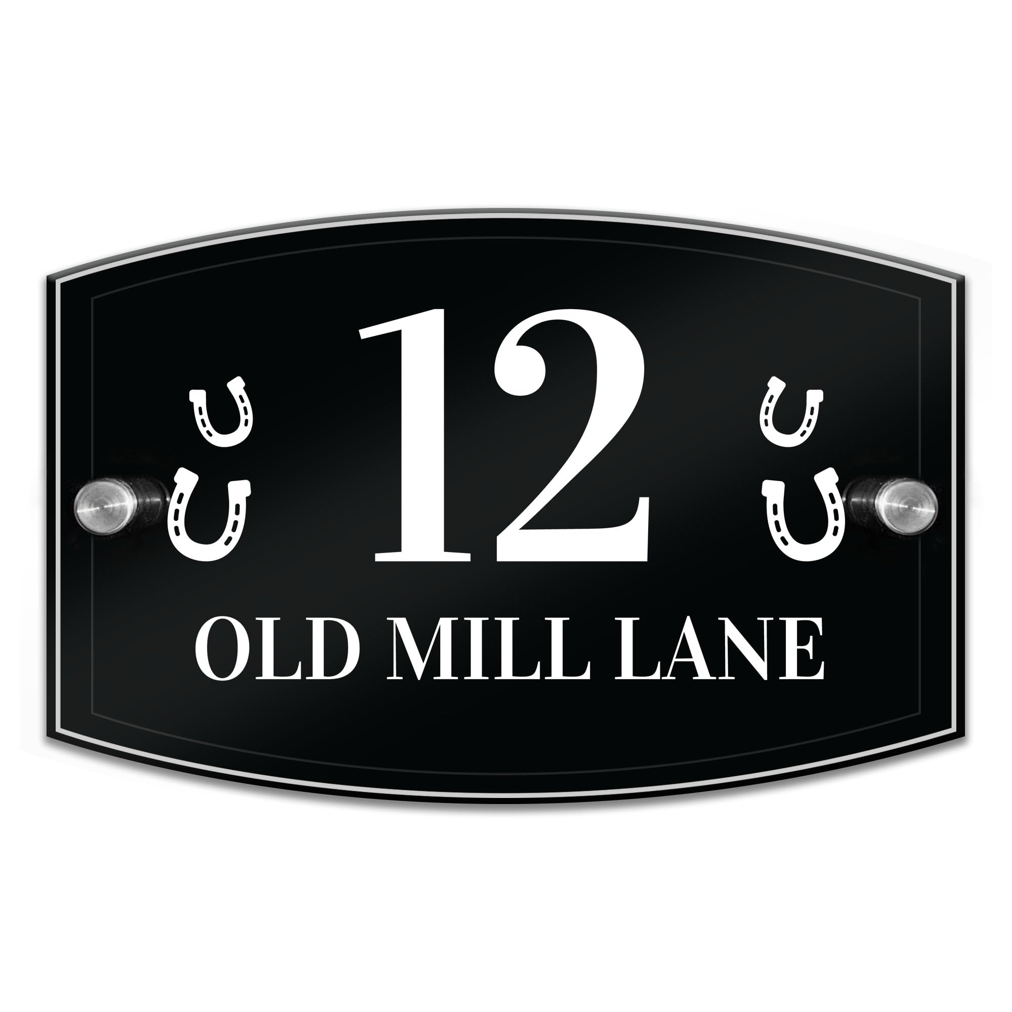 Red Ocean House Signs Door Number Horse Themed, Glass Effect Acrylic, Personalised House Name Road, Horse Door Sign, Number 1-999 Door Address House Name Plaque