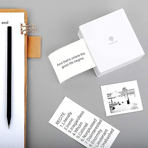 Miniatura 4 de Phomemo M02 Mini impresora móvil, impresora térmica Bluetooth con 3 rollos de papel adhesivo transparente, compatible con iOS + Android para diario