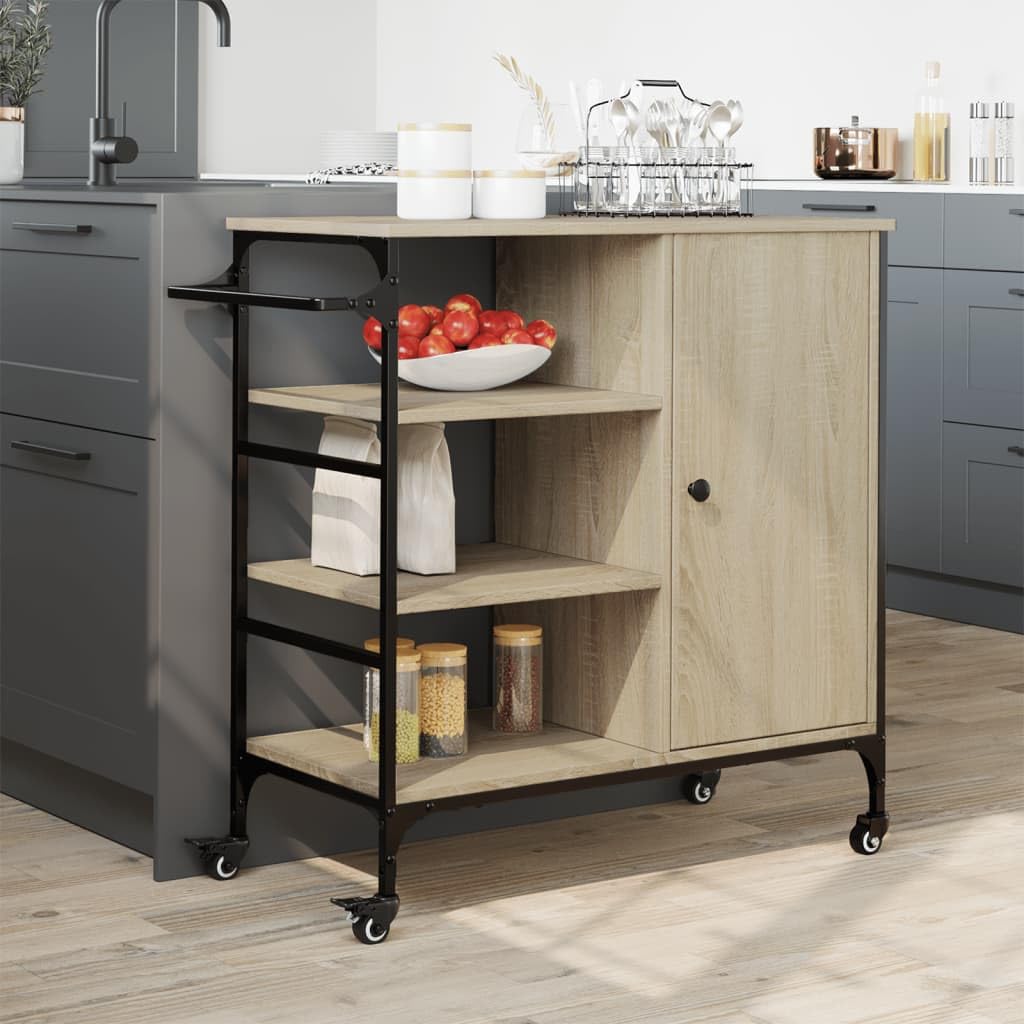 Hothingwell Carrello da cucina Dub Sonoma 87,5 x 38,5 x 84,5 cm Legno