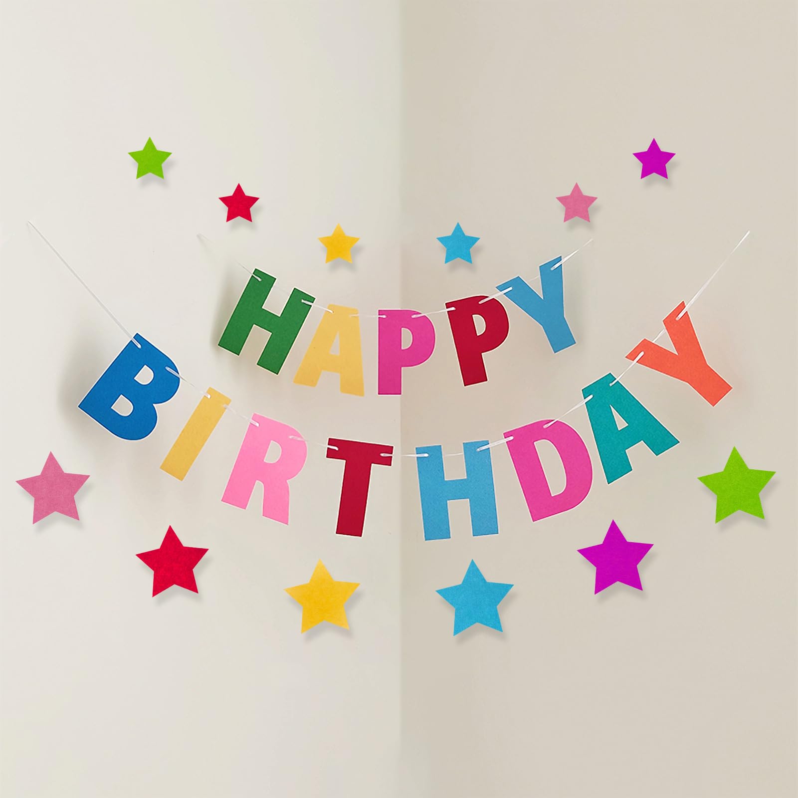 Amscan Happy Birthday Letter Banner - Multicolor, 4.75' X 4.25', Party Decoration