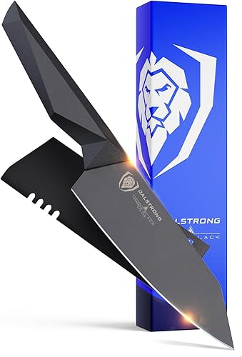 Dalstrong Cuchillo de chef - 8 pulgadas - Serie Shadow Black - Edición roja Marauder - Revestimiento antiadherente rojo - Alto carbono - Acero