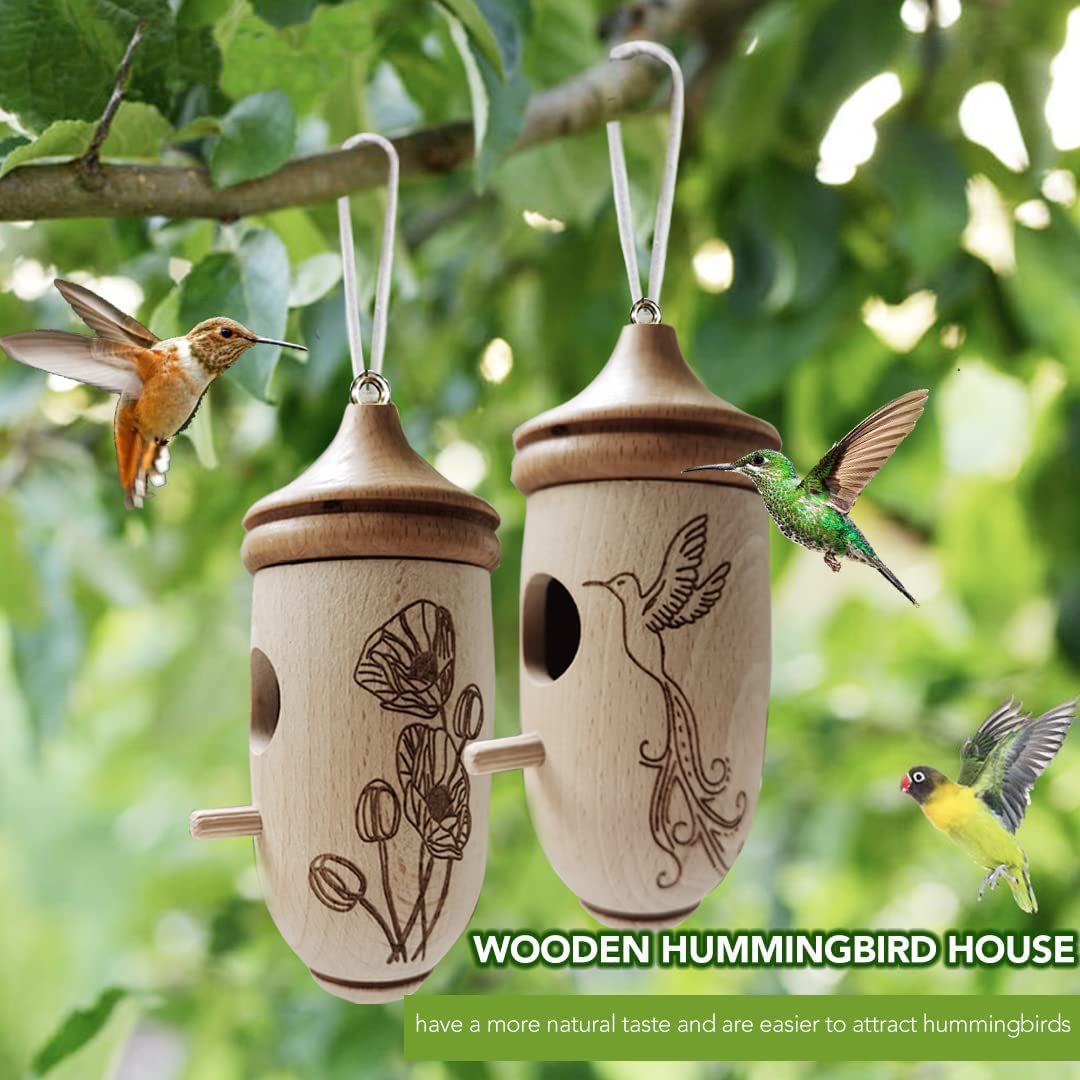 Daimofs11 Kolibri-Haus, Kolibri-Häuser aus Holz, zum Aufhängen im Freien, Mini-Kolibri-Nest für Schwalben, Papagei, Kolibri, Zaunkönig, Spatzen und Gartendekoration (D+E+F), 2022