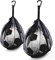 LHWINYI 2 Pack Mesh Ball Bags for Basketball Soccer Volleyball - Breathable Drawstring Storage with Zipper Pocket & Hanging Clip, Black