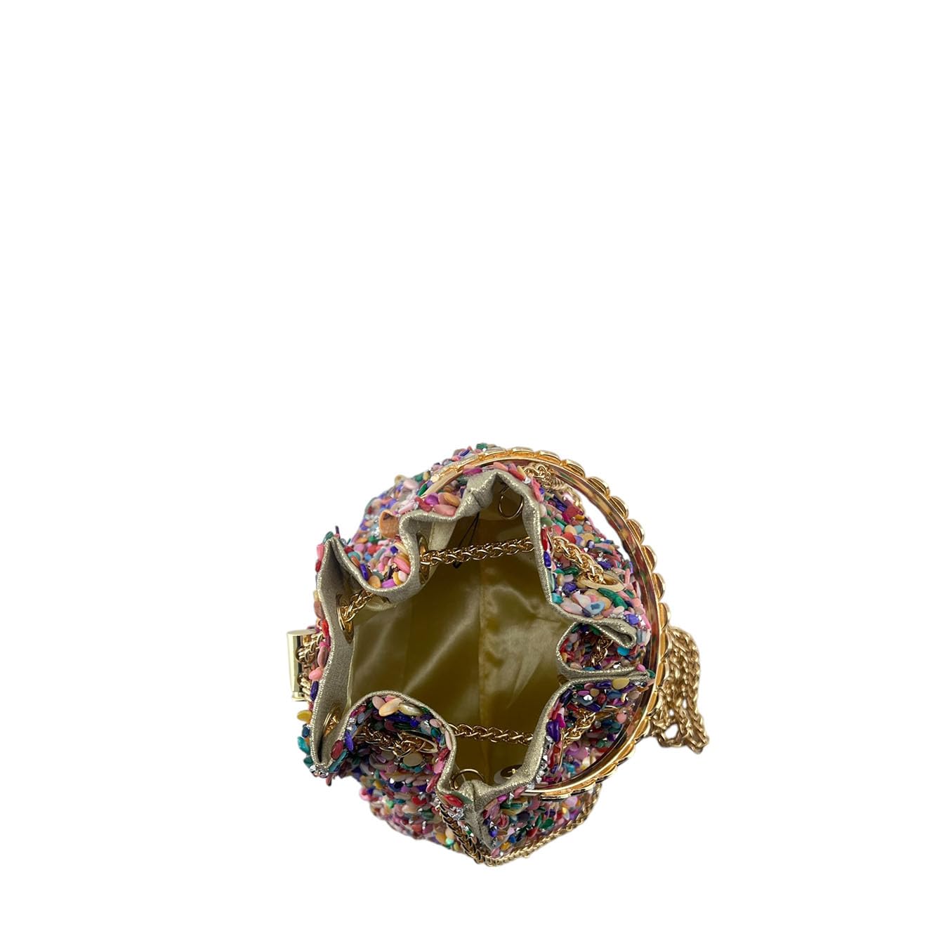 MODELISA - Bolso De Noche Adornado Con Piedras Multicolores Cadena De Hombro Boda Noche Evento Mujer