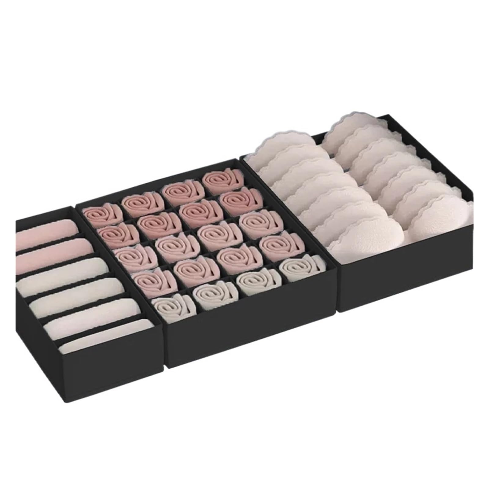 ATEUXOL Drawer Organizer for Clothes 3pcs/Set -Underwear Bra Socks Storage Box Clothes Organizer Underwear(Black)