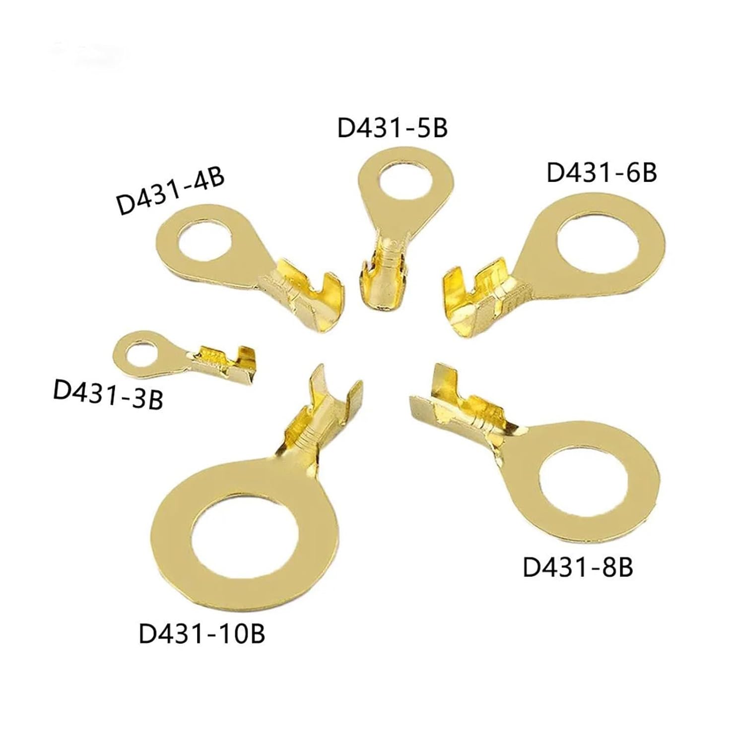 20/50/100/500 Pcs Auto Splices Ring Round Terminal Crimping Loose Pins Wiring Plug Tab Copper Opening Nose End DJ431-3B/4B/5B/6B(DJ431-5B Golden,500PCS)