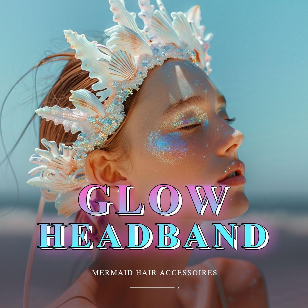 ACEDRE Light Up Mermaid Headband LED Glow Sea Shell Costume Hair Accessories for Women - Image 6