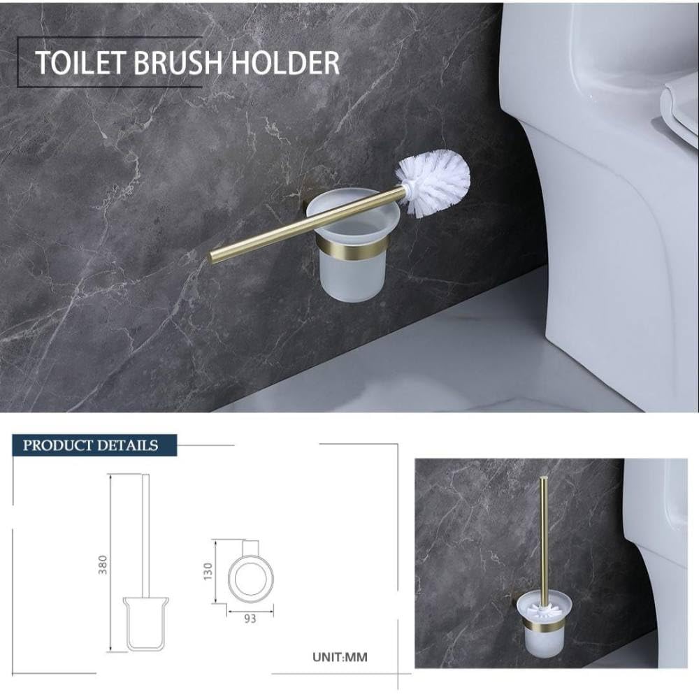 Accesorios de baño cepillados Dorados, Juego de herrajes, Soporte para Cepillo de baño, Soporte para Papel, toallero, Gancho para Bata, jabonera, toallero, Soporte para Cepillo de baño