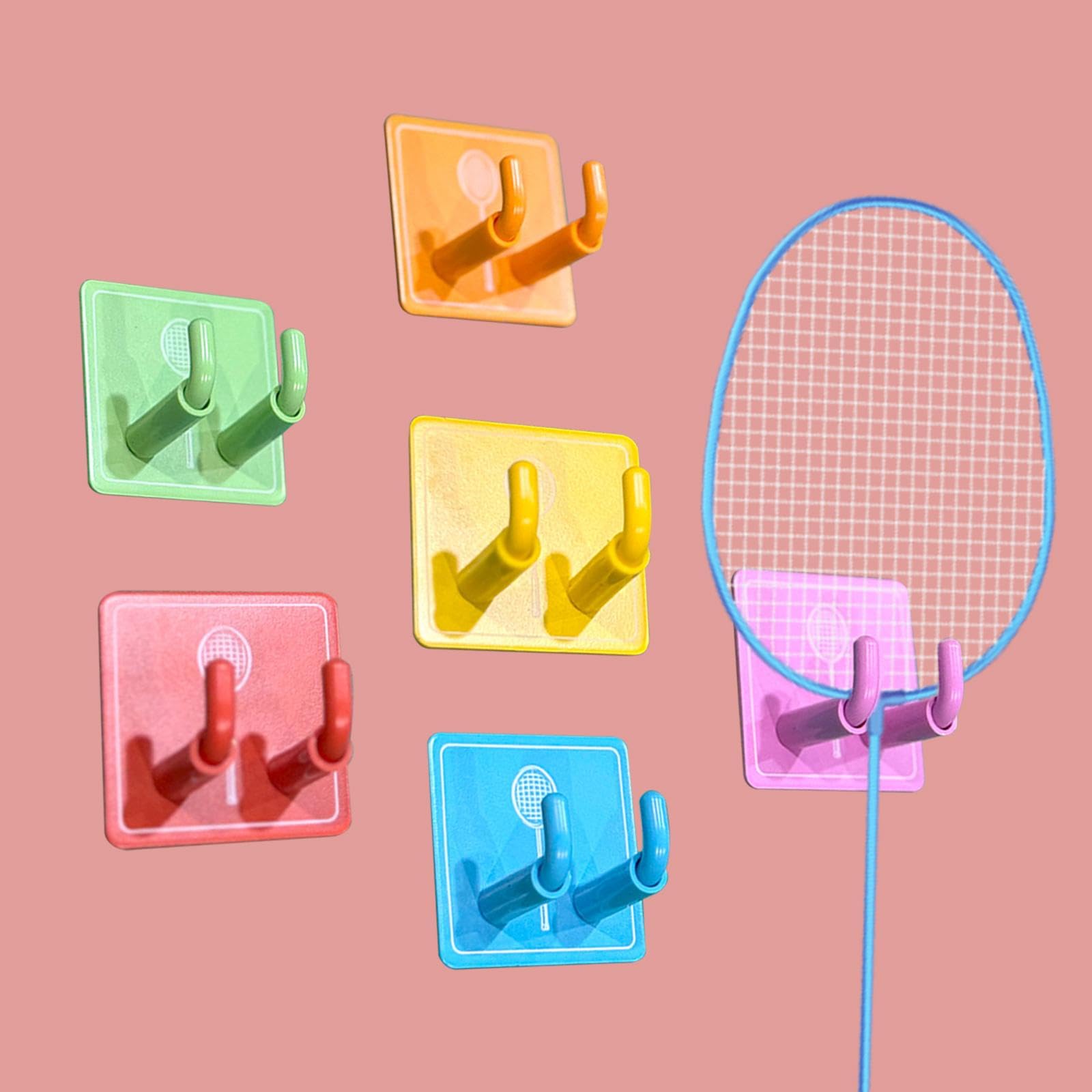 Porta Racchette da Parete (6 Pezzi), Gancio per Appendere Racchette da Tennis, Supporto per Racchette da Parete, Supporto per Racchette da Tennis