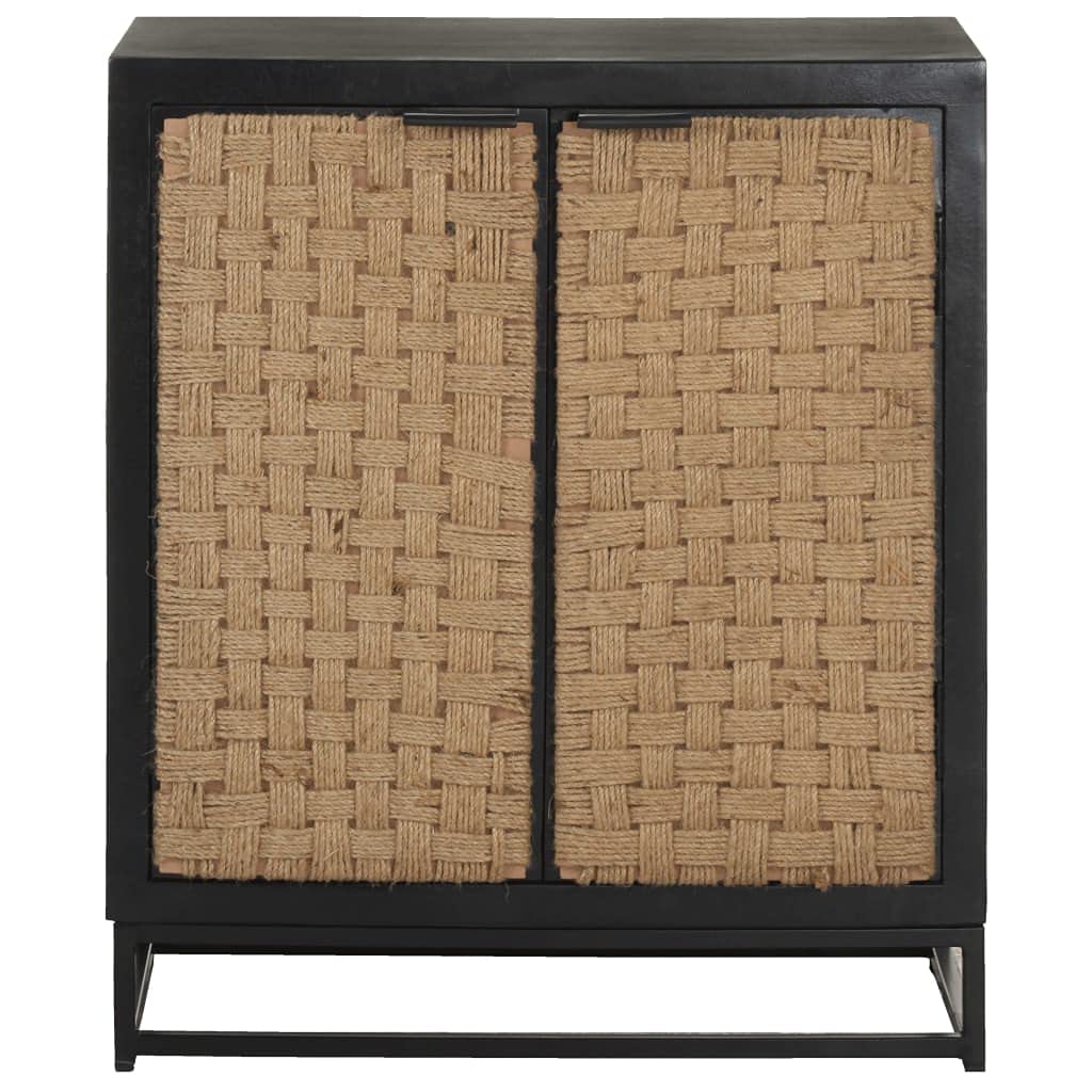 Buffet 60 x 35 x 70 cm en bois massif de mangue, commode, noir