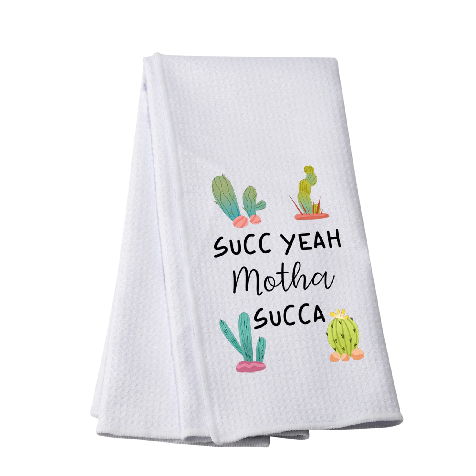 PWHAOO Succulent Cactus Kitchen Towel SUCC Yeah Motha Succa Kitchen Towel Cactus Lover Gift Succulent Gifts (SUCC Yeah T)