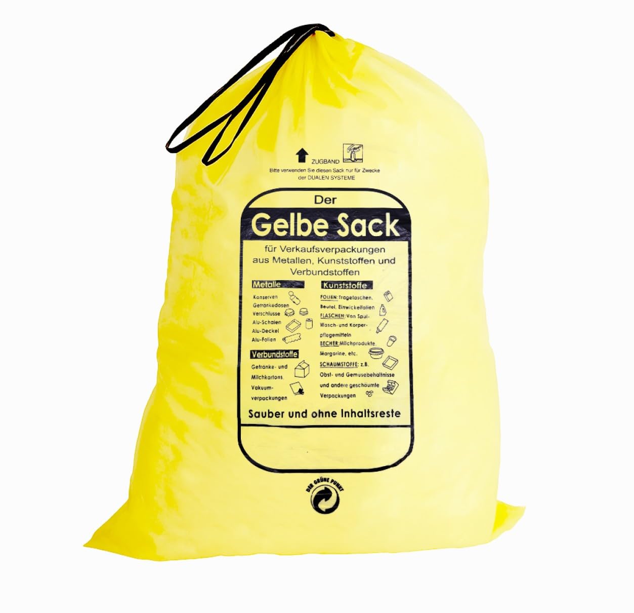 ARLI 650x Gelber Sack Säcke mit praktischem Zugband 90L HDPE Müllsäcke gelb/transparent Duales System Wertstoffsack 620x880 mm 15µ (50 Rollen je 13 Stück)
