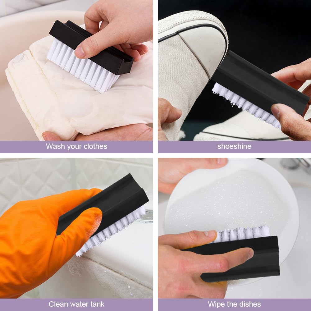 2 pcs Hand Nail Brush for Cleaning Fingernails Unisex Plastic Hand Wash Brushes Nail Clean Nail Finger Tip Scrubbing Brushes for Cleaning Nails/Toes Nails/Clothes/Shoes/Wall(COLOUR:Black+White) - Image 3