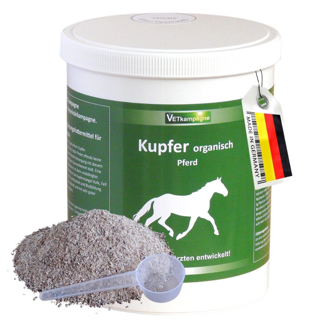 Kupfer organisch Pulver 1000 g | Pferd Hufe, Fell, Haut, Fruchtbarkeit und Blutbildung