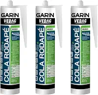 Kit 3 Selante Cola Rodapé 400g Madeira Mdf Cerâmica Gesso Plastico Isopor PU Mdf Rodateto Fixador