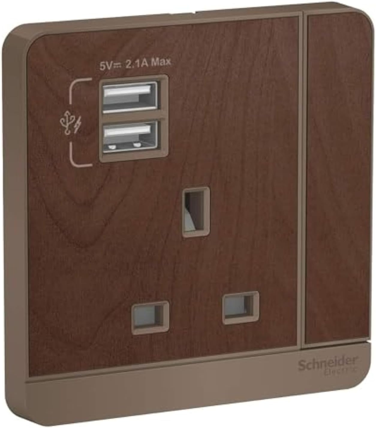 AvatarOn E8315USB_WD_G12 switched socket 2 USB Charger 3P 13A 250V Wood