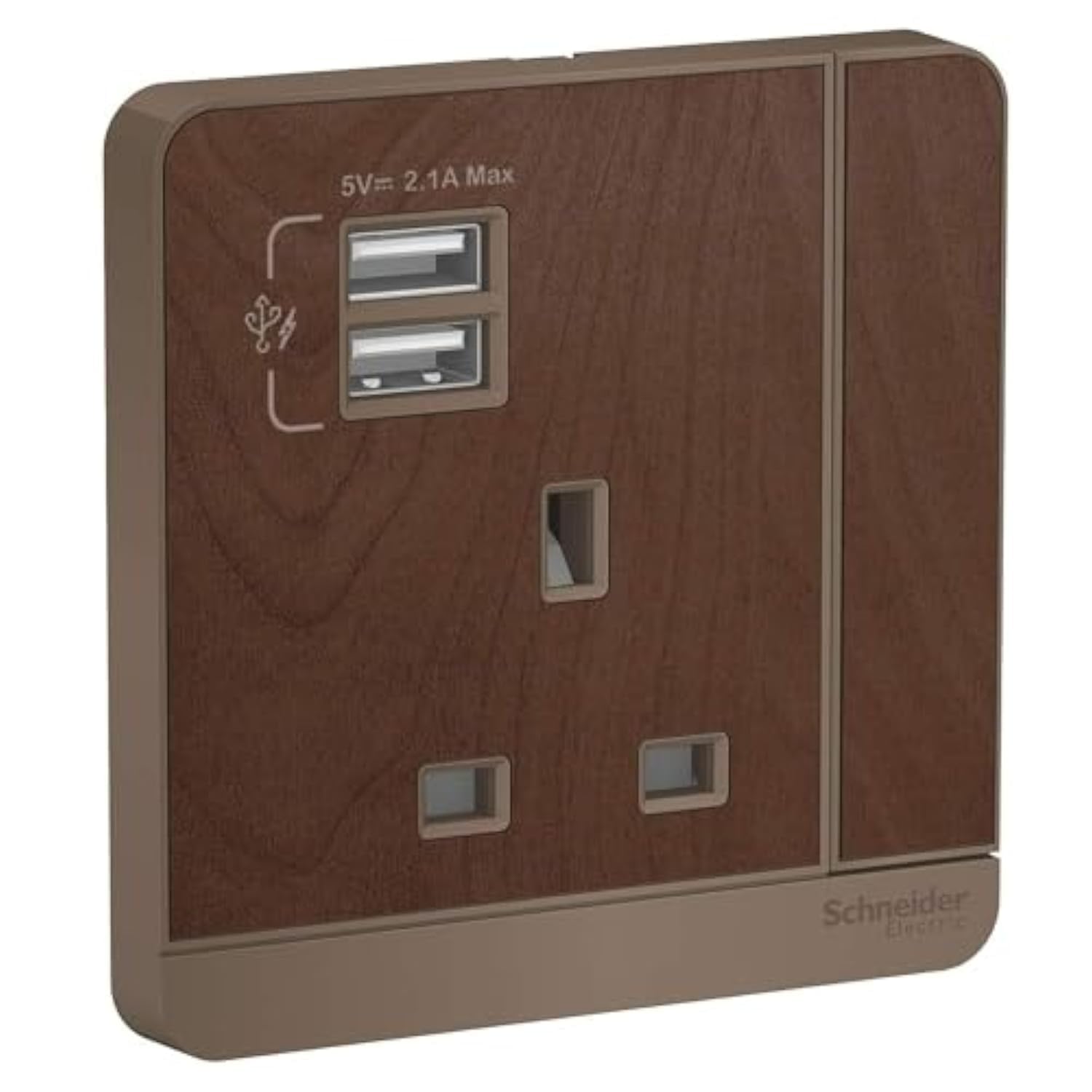 AvatarOn E8315USB_WD_G12 switched socket 2 USB Charger 3P 13A 250V Wood