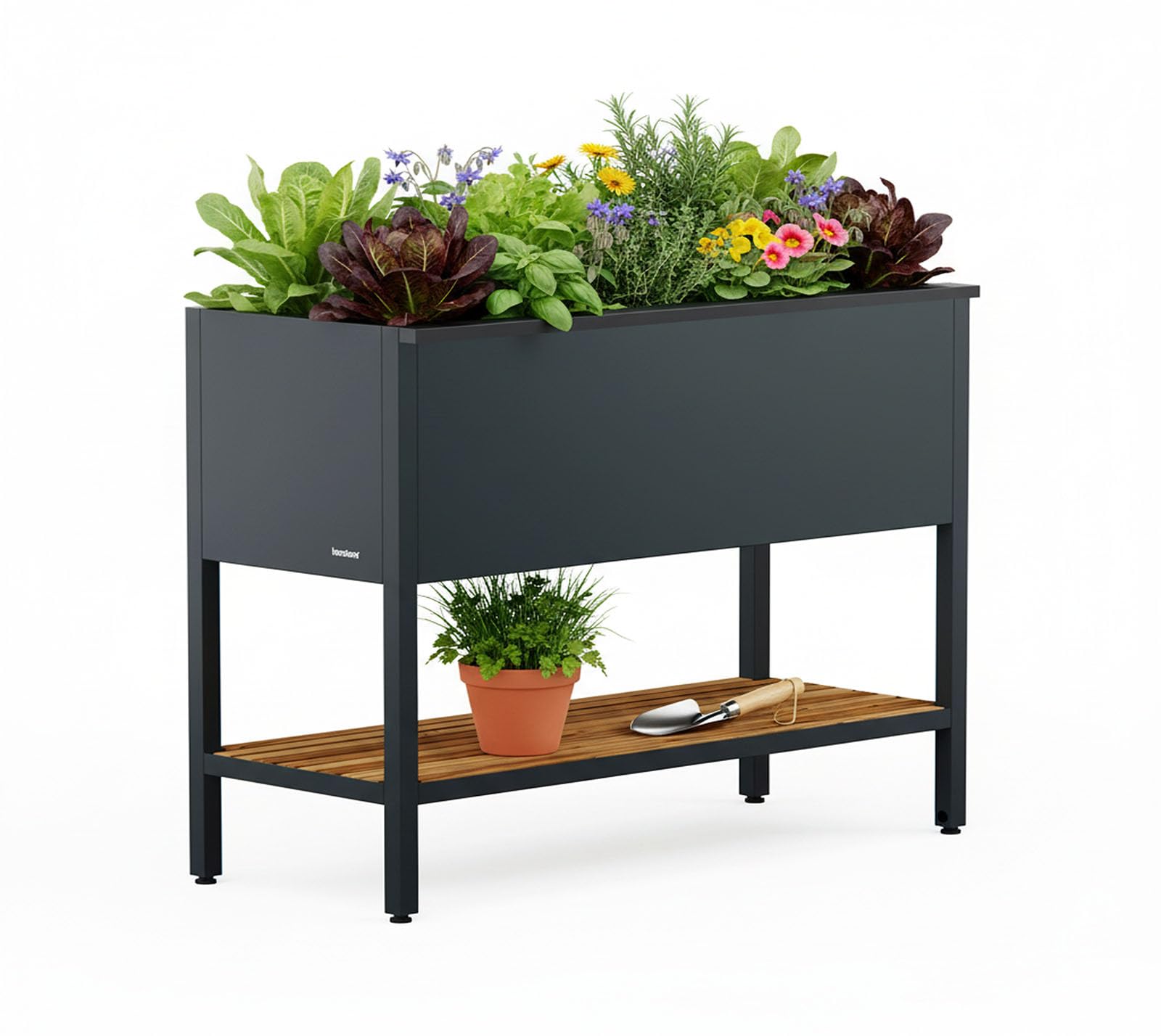 herstera Garden Metall Deco Hochbeet 100x40x80 cm Anthrazit mit LED