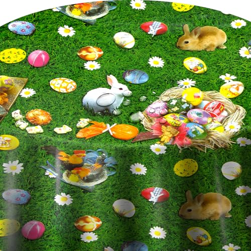 Wachstuch Wachstischdecke Tischdecke Ostertischdecke Farbe und Größe wählbar Osterei Grün Oval ca. 140 x 180 cm abwaschbar Ostern